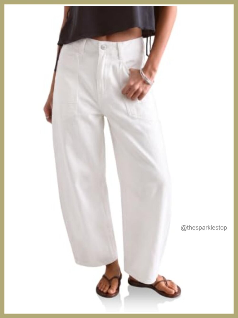 High Waisted Barrel Jeans Wide Leg Cropped Denim Pants